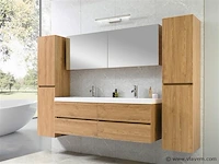 2-persoons badkamermeubel 145 cm licht hout decor - afbeelding 5 van  12