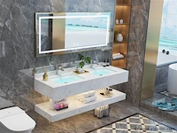 2-persoons badkamermeubel 150 cm marmer - incl. kranen - afbeelding 1 van  7