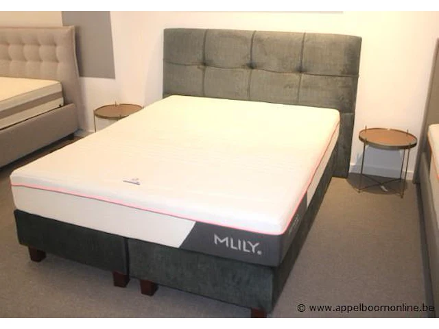 2 persoons bed/boxspring vv matras mlily 160x200 en 2 bijsetteafeltjes - afbeelding 1 van  4