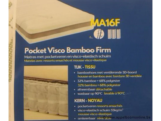 2 persoons bed/boxspring vv matras pocket visco bamboo 160x200 - afbeelding 4 van  4