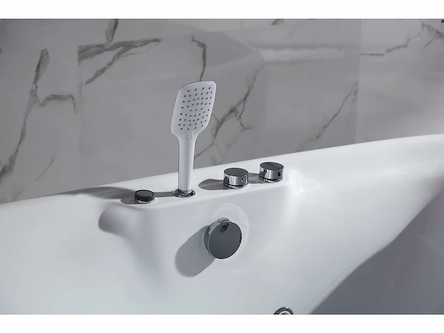 2-persoons vrijstaand massagebad glans wit - bluetooth - afbeelding 5 van  19