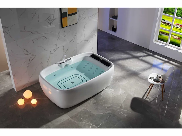 2-persoons vrijstaand massagebad glans wit - bluetooth - afbeelding 14 van  19