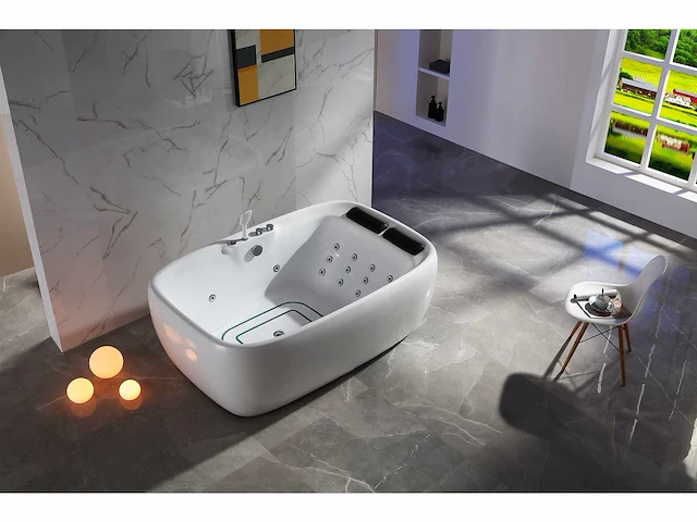 2-persoons vrijstaand massagebad glans wit - bluetooth - afbeelding 16 van  19