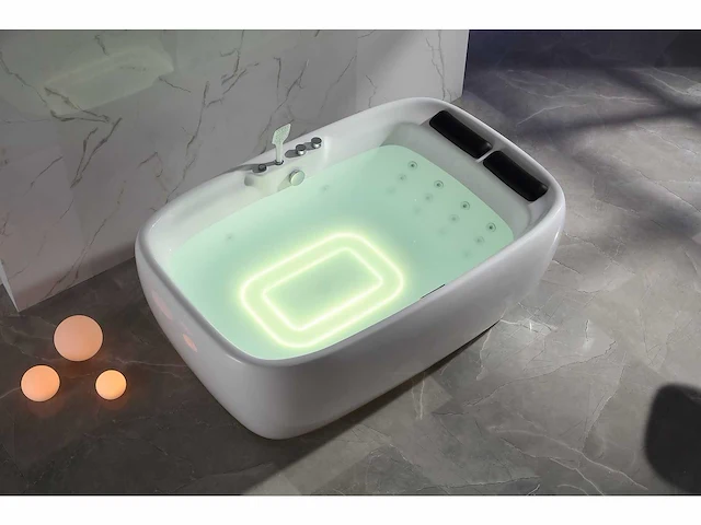 2-persoons vrijstaand massagebad glans wit - bluetooth - afbeelding 17 van  19