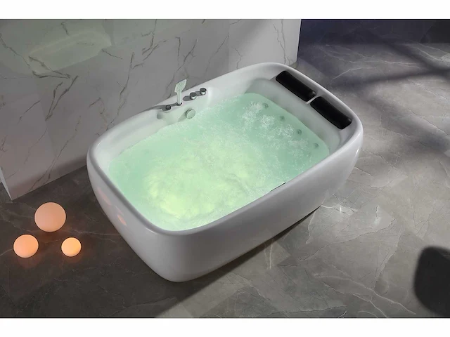 2-persoons vrijstaand massagebad glans wit - bluetooth - afbeelding 18 van  19