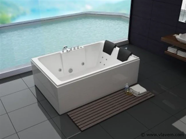 2-persoons whirlpool massagebad hoogglans wit - afbeelding 1 van  2