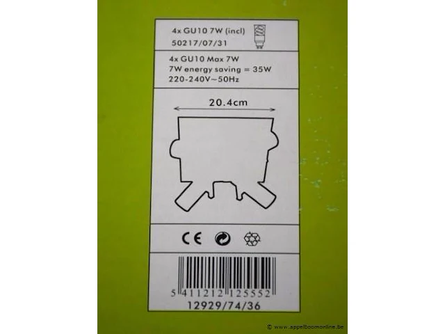 2 plafondlampen vv 4 spots lucide titto - afbeelding 2 van  2