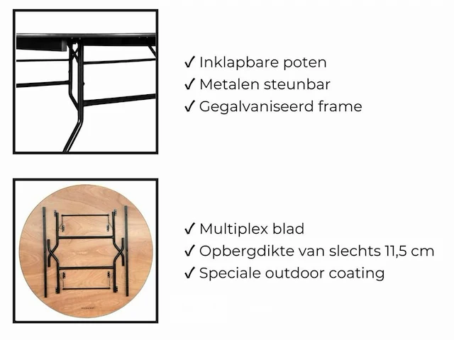 2 pro buffettafels rond - ø 183 cm - met ecru stretch top - afbeelding 6 van  6