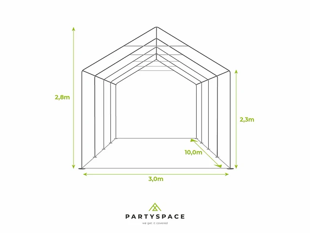 2 pvc partytenten elite 2.3 - 3 x 10 m - wit + grondframe - afbeelding 6 van  13