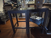 2 rechthoekige + 3 vierkante houten hoge tafels - afbeelding 4 van  7