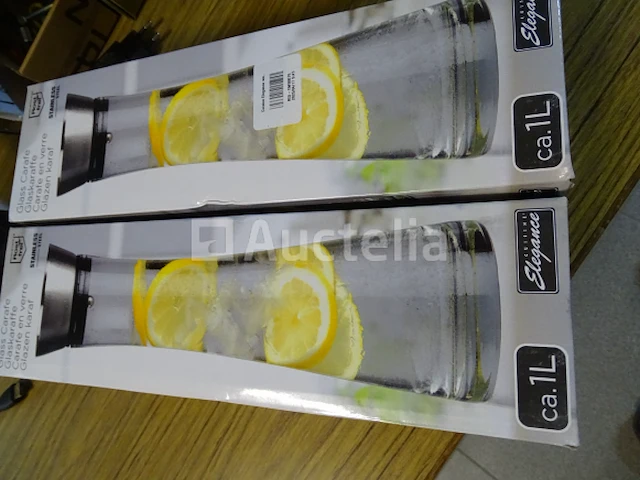 2 rostfrei glazen karaffen van 1l - afbeelding 3 van  3