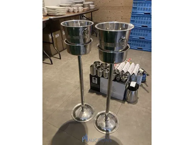 2 rvs champagne emmers - afbeelding 1 van  4