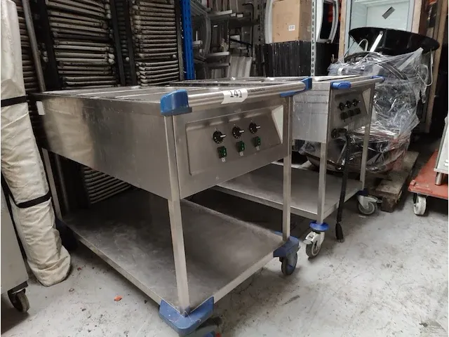 2 rvs elektrische verrijdbare bain marie karren blanco swe3 - afbeelding 3 van  12