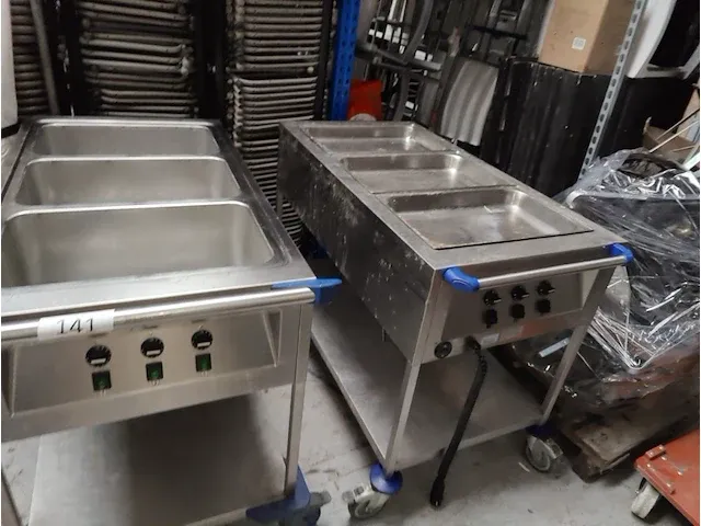 2 rvs elektrische verrijdbare bain marie karren blanco swe3 - afbeelding 4 van  12