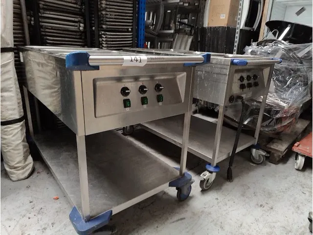 2 rvs elektrische verrijdbare bain marie karren blanco swe3 - afbeelding 1 van  12