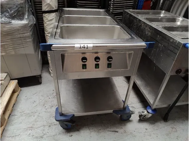 2 rvs elektrische verrijdbare bain marie karren blanco swe3 - afbeelding 5 van  12