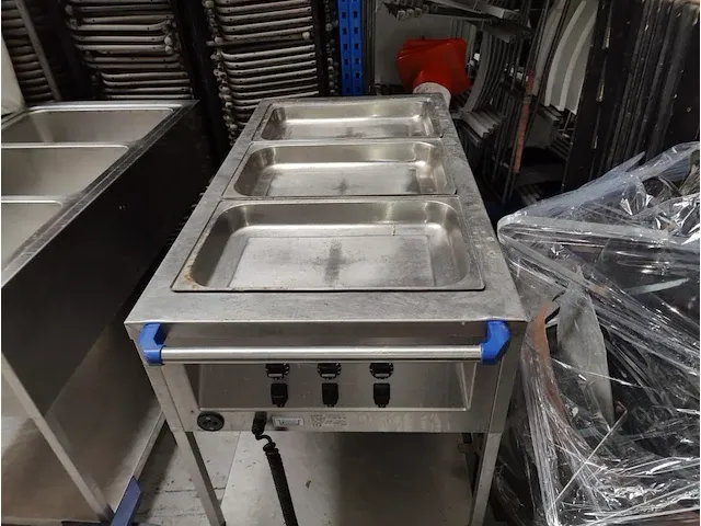 2 rvs elektrische verrijdbare bain marie karren blanco swe3 - afbeelding 9 van  12