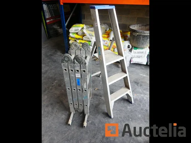 2 schalen en aluminium trapladder - afbeelding 2 van  6