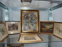 2 schilderijen in kader, 4 tekeningen in kader achter glas - afbeelding 1 van  6
