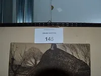 2 schilderijen in kader, 4 tekeningen in kader achter glas - afbeelding 2 van  6