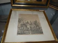 2 schilderijen in kader, 4 tekeningen in kader achter glas - afbeelding 6 van  6
