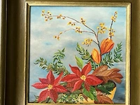 2 schilderijen op doek bloementafereel h.j mensee - afbeelding 3 van  4