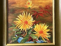 2 schilderijen op doek bloementafereel h.j mensee - afbeelding 4 van  4