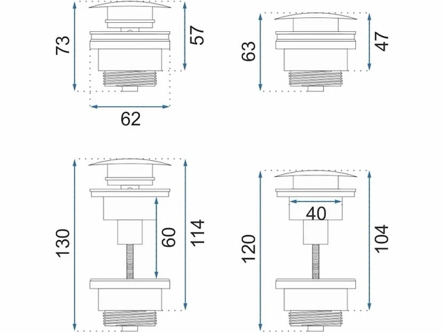 ( 2 setjes ) wastafel sifon compact en clickwaste - geborsteld staal - afbeelding 4 van  4