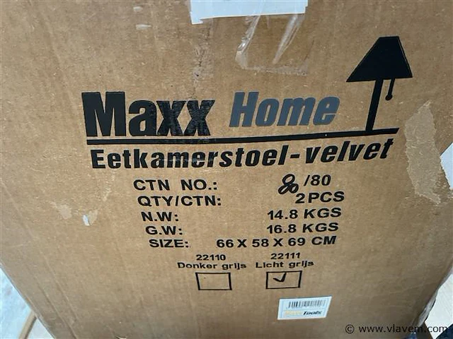 2 stuks eetkamerstoelen, licht grijs - afbeelding 1 van  2
