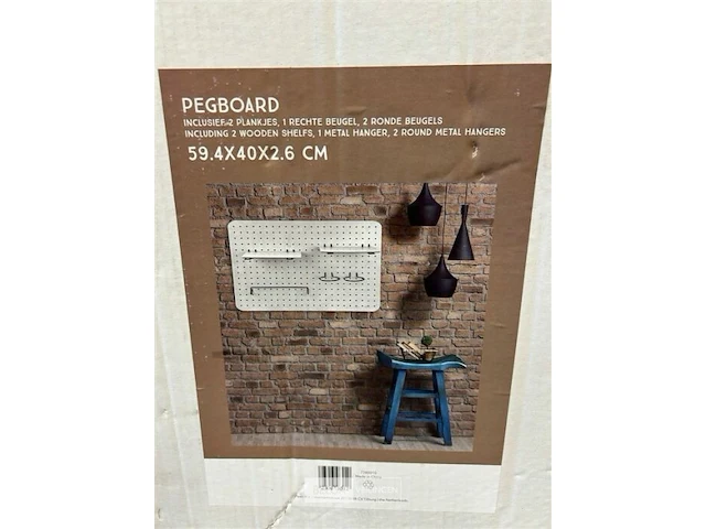 2 stuks pegboard hout incl. accessoires wit - afbeelding 1 van  1