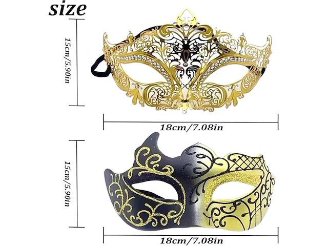 2 stuks venetiaans masker - afbeelding 2 van  2