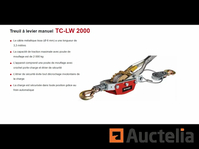 2 ton handmatige lier einhell tc-lw 2000 - afbeelding 1 van  4