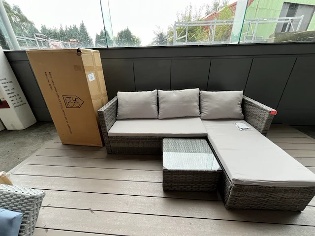 2 tuinsets in rattan, 3-delig - afbeelding 1 van  3