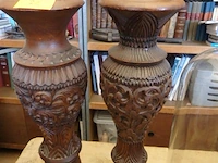 2 vazen hout, hoogte 49 cm - afbeelding 1 van  1