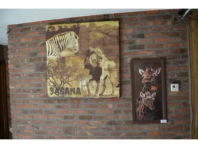 2 wandversieringen dierenprint op doek, schilderij olieverf - afbeelding 1 van  8