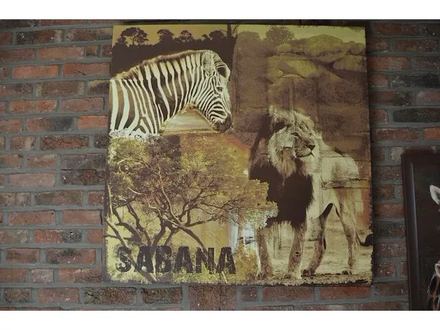 2 wandversieringen dierenprint op doek, schilderij olieverf - afbeelding 3 van  8
