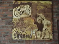 2 wandversieringen dierenprint op doek, schilderij olieverf - afbeelding 3 van  8