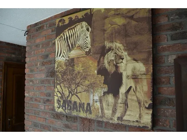 2 wandversieringen dierenprint op doek, schilderij olieverf - afbeelding 4 van  8