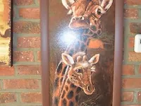 2 wandversieringen dierenprint op doek, schilderij olieverf - afbeelding 5 van  8