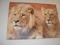 2 wandversieringen dierenprint op doek, schilderij olieverf - afbeelding 7 van  8