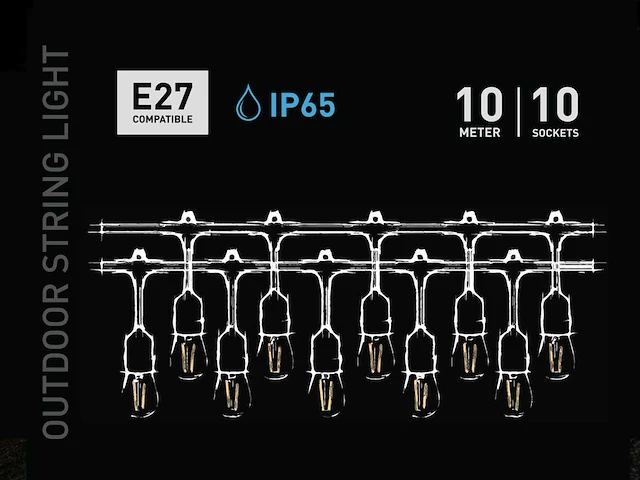 2 x 10 meter e27 waterdicht prikkabel koppelbaar dikke kabel - afbeelding 8 van  8