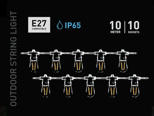 2 x 10 meter e27 waterdicht prikkabel koppelbaar - afbeelding 5 van  6