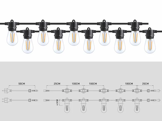 2 x 10 meter e27 waterdicht prikkabel koppelbaar - afbeelding 6 van  6