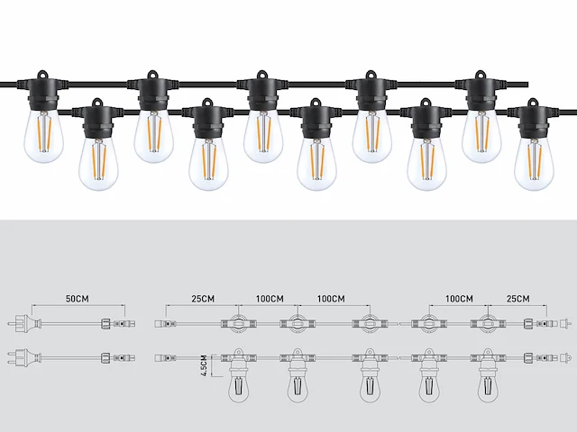 2 x 10 meter e27 waterdicht prikkabel koppelbaar - afbeelding 5 van  5