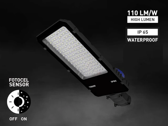 2 x 100w pro straatverlichting met fotocel sensor waterdicht 3000k - afbeelding 2 van  5