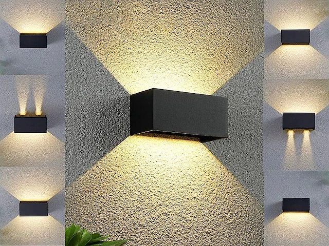 2 x 12w led zwart wandlamp 4 licht verstelbaar waterdicht - afbeelding 1 van  7