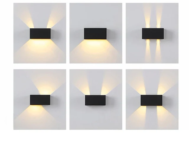 2 x 12w led zwart wandlamp 4 licht verstelbaar waterdicht - afbeelding 2 van  7