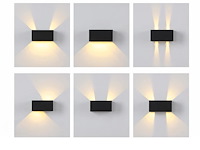 2 x 12w led zwart wandlamp 4 licht verstelbaar waterdicht - afbeelding 2 van  7