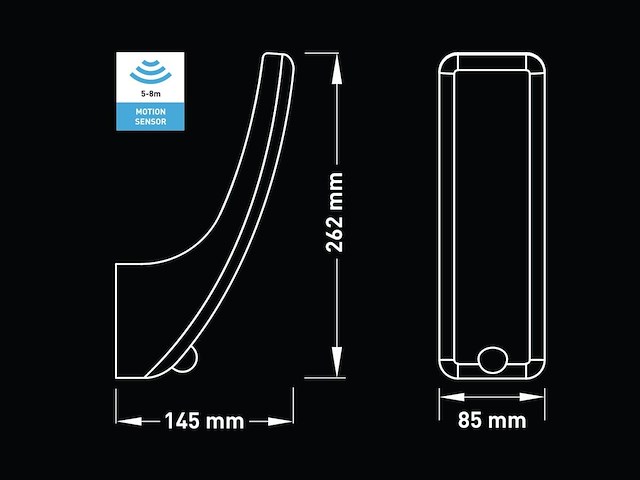 2 x 15w led wandlamp gebogen zand zwart warm wit met sensor waterdicht - afbeelding 4 van  5