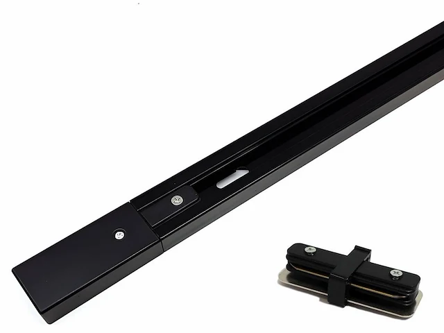 2 x 2 meter rail voor 1 fase 2 draden railsystem met doorverbinder zwart - afbeelding 1 van  3